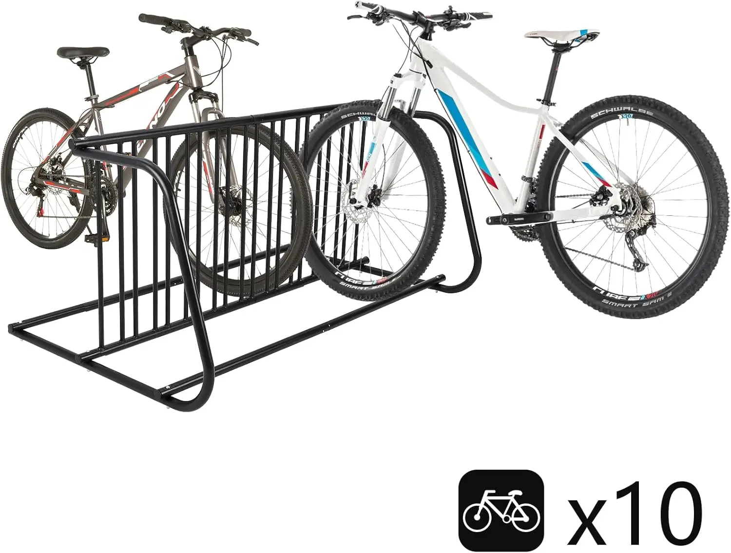 

Garvee Powder-Coated Steel Commercial Floor Bike Holder for Garage School Shop, Stable Double-Sided 10 Bicycles Stand Heavy Duty Bike Storage Rack