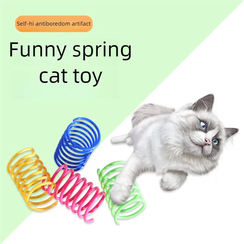 Colorful Spring Cat Toys Interactive Self Play Plastic Spiral Coil Bouncing Teaser Toys Funny Exercise Chew Toys Relieve Boredom