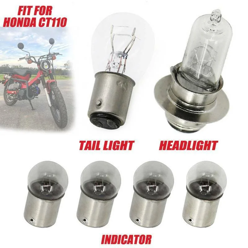 6 Bulbs Headlight Indicator Signal Tail Light Bulb for Honda Motorcycle CT110 1980-1993 Postie Bike