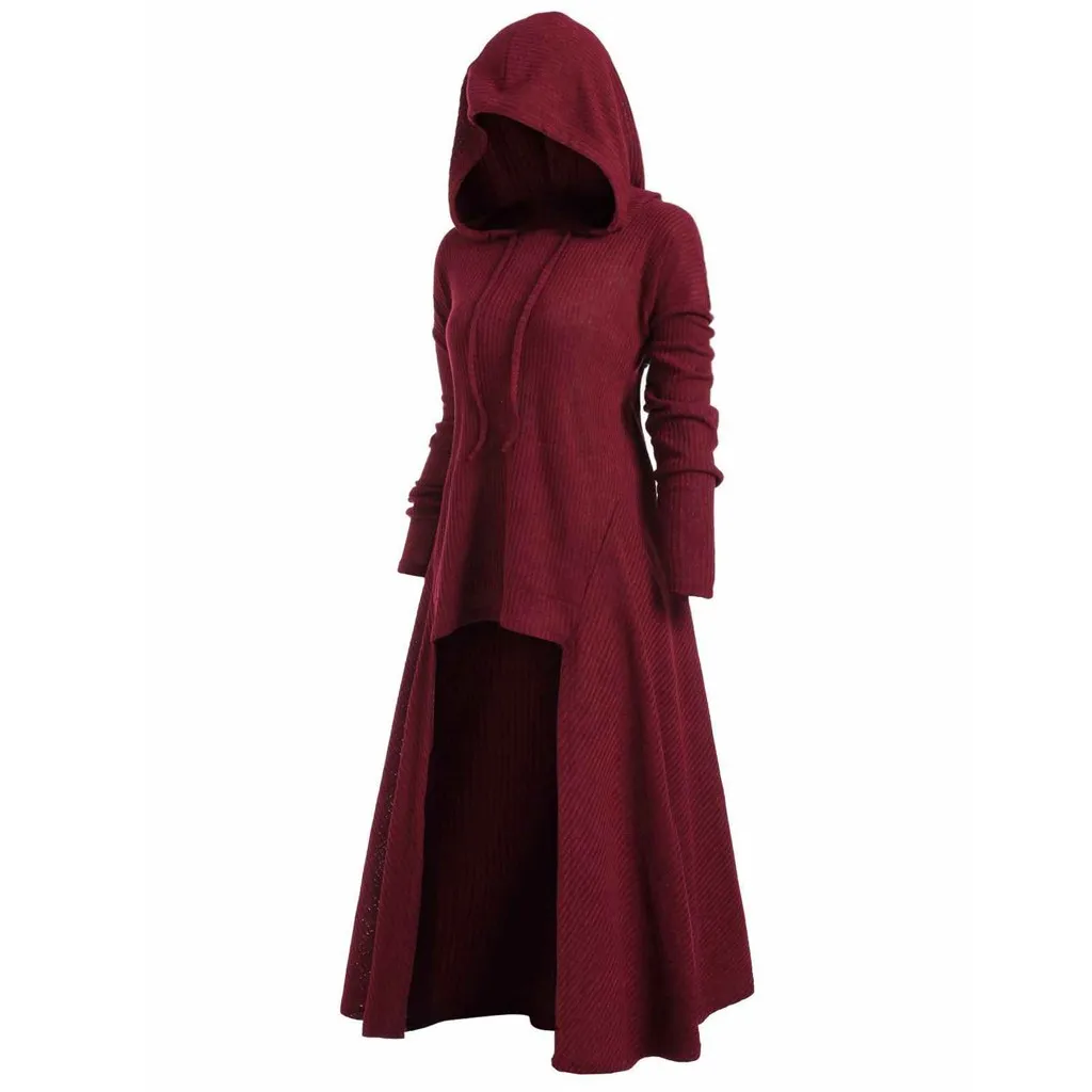 Cosplay Witch Tunic Hooded Robe Cloak Knight Gothic Costumes Women Halloween Holiday Dress Up Party Fancy Pullover Tops Jumpers