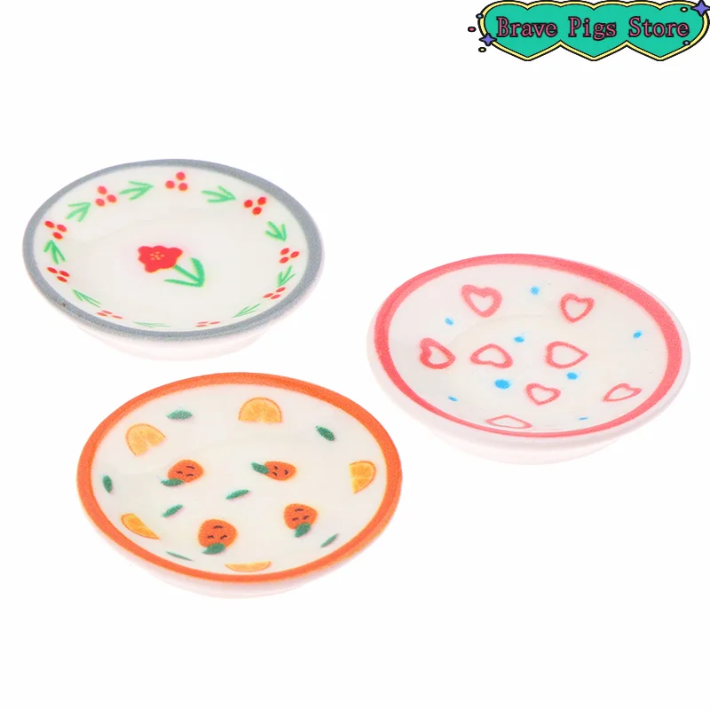 5Pcs Mini Plates Dishes Model Simulation Kitchen Decoration Accessories