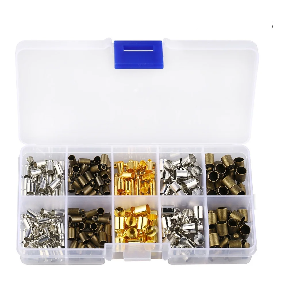 

200 шт. медных заглушек для шнуров, аксессуары для рукоделия, 6 мм, разноцветные, с покрытием, полированные, для замшевых бахромок, кружев, атласных шнурков