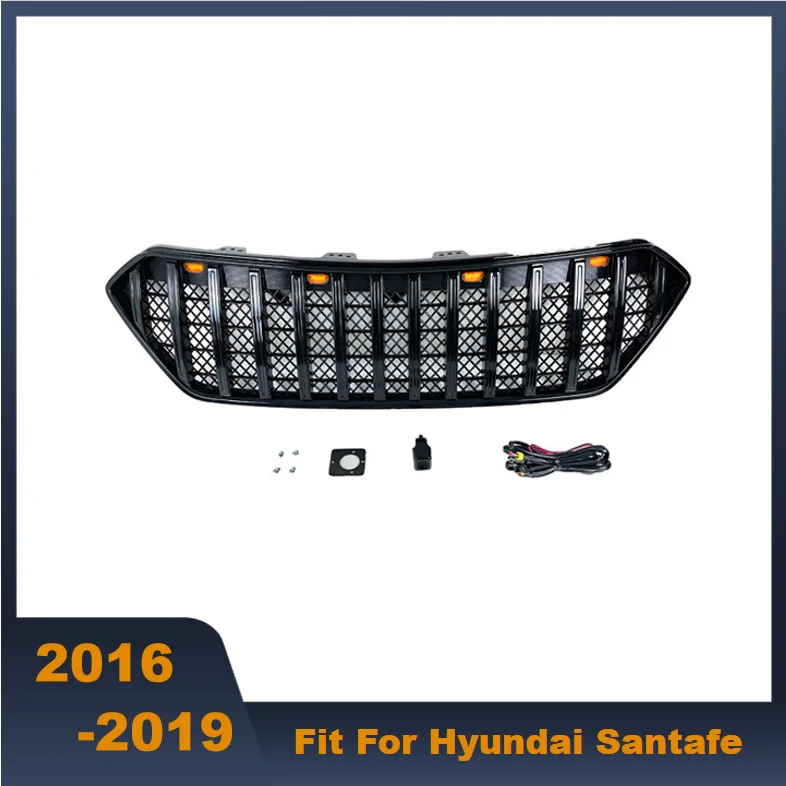 

Front Middle Grill Racing Grills Black Color And Silver Color Fit For Hyundai Santafe 2016-2019