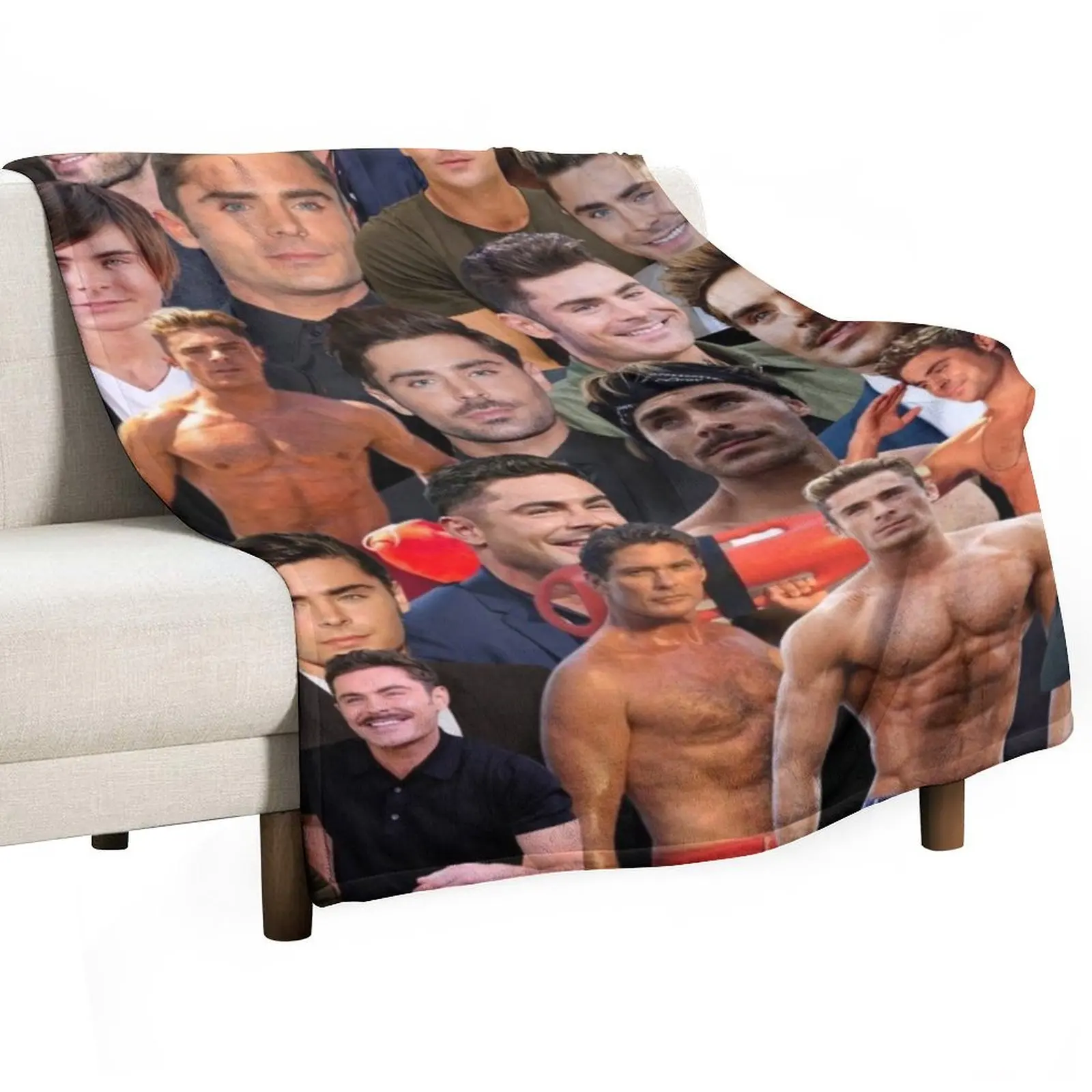 

Zac Efron Photo Collage Throw Blanket Bed Fashionable sofa bed Furry for winter Blankets