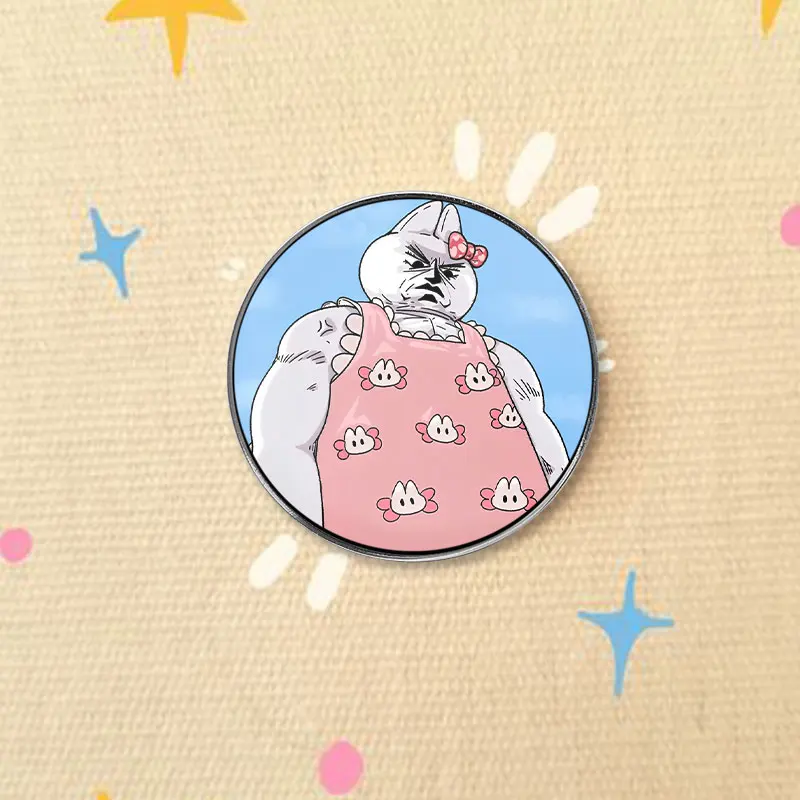Buff Melody Cartoon Character UV Printing Badge Funny Muscle Girl Lapel Pin Clothing Jewelry Gift For Friends