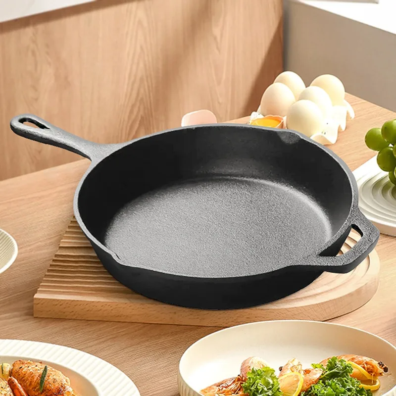 Iron Cast Pan Frying Egg Steak Skillet Cookers Pot Household Cookware For Omelet Sandwich Waffle Grill