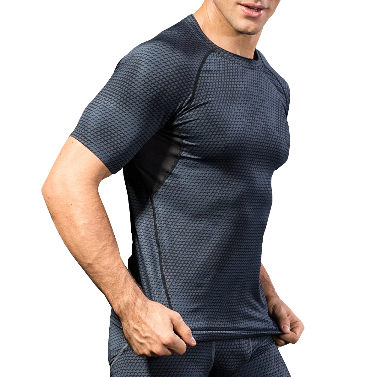 Conjunto de roupas esportivas de treinamento masculino Dry Fit roupas de ginástica Fitness manga curta camisa de compressão terno roupa esportiva apertada kta자