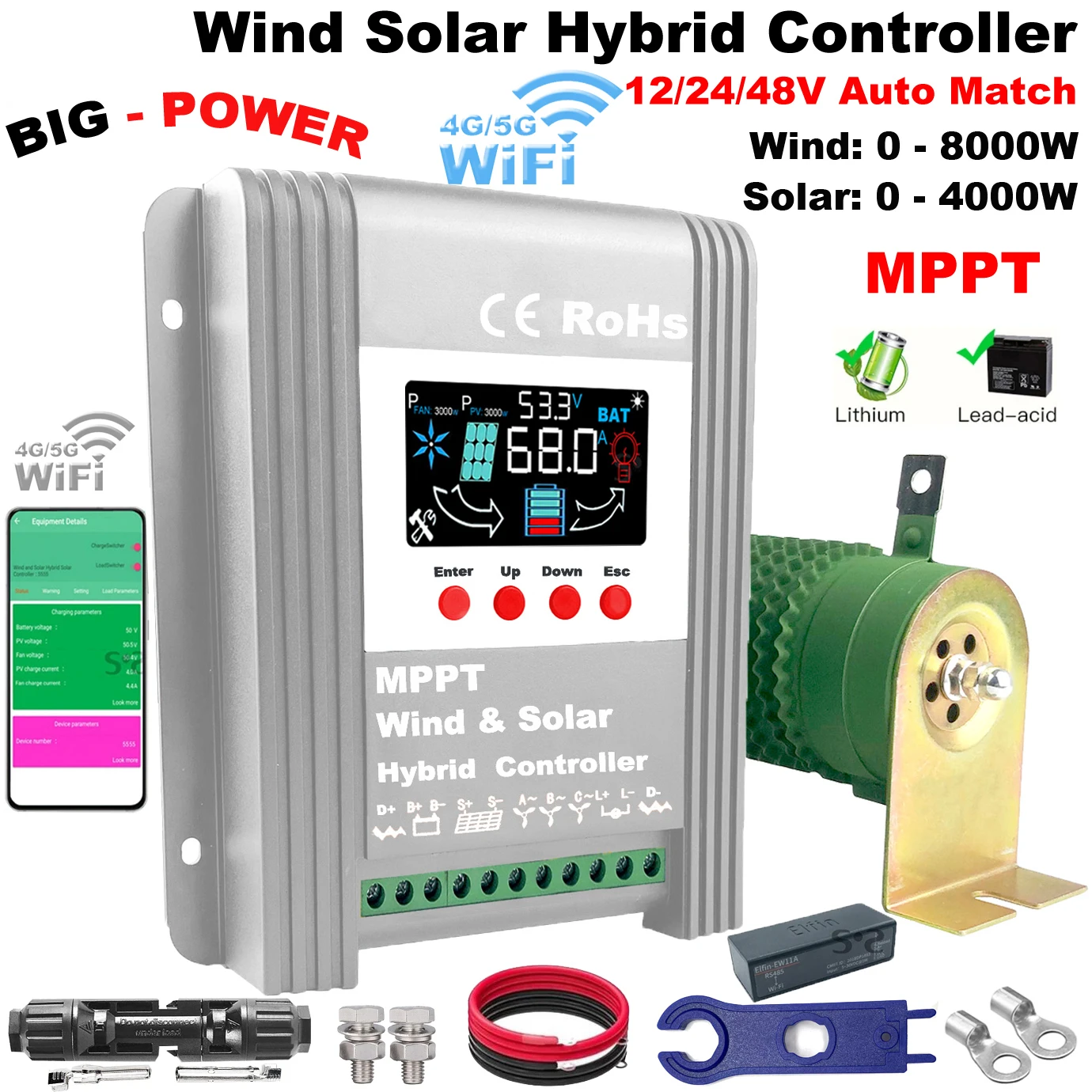 

3000W 5kw10kw 12V 24V 48V Powerful Wind Solar Hybrid Controller Boost Charge With Dump Load Home Wind And Solar Hybrid System