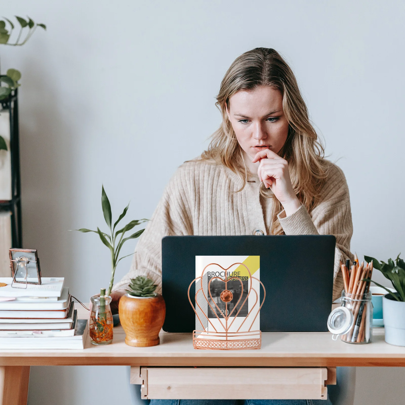 

Bookend Iron Book Stand For Home Office Nordic Style Desktop Organizer Smooth No Injury Design Book Support Holder