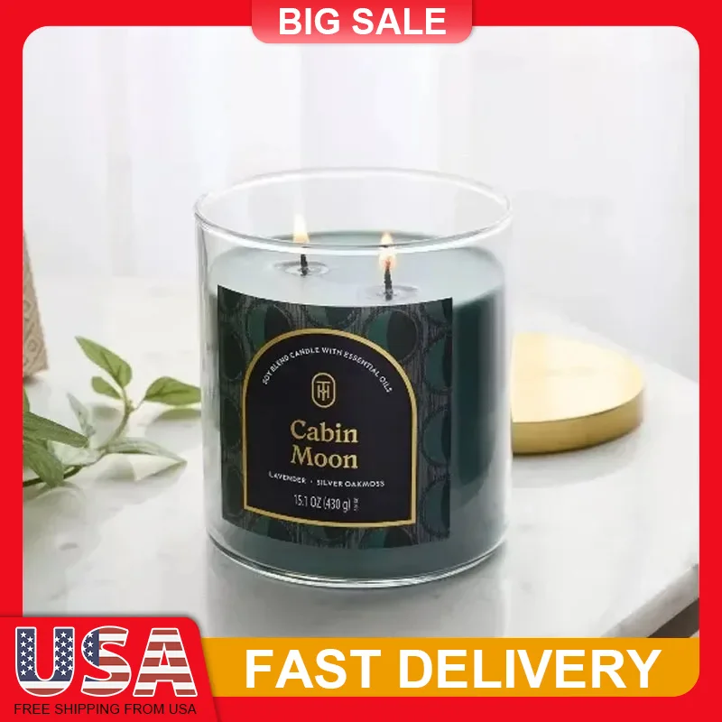 

2 Wick Soy Wax Candle in Glass Jar with Lid Long Lasting Scented Candle for Home Decor Gift for Women Men