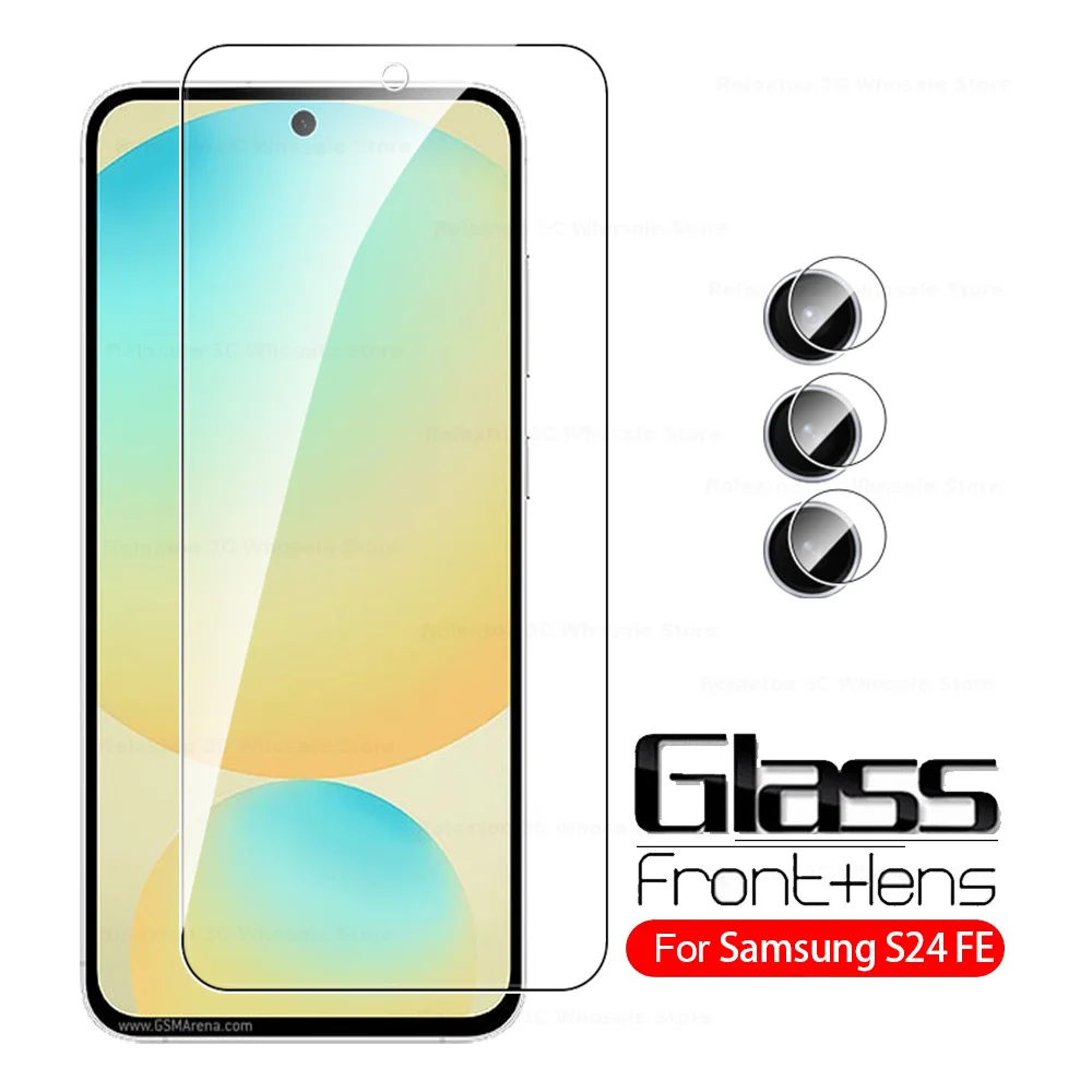 For Samsung Galaxy S24 FE Glass 2IN1 Camera Lens Protective Tempered Glass Sumsung S24FE S 24 24FE 6.7inch Screen Protector Film