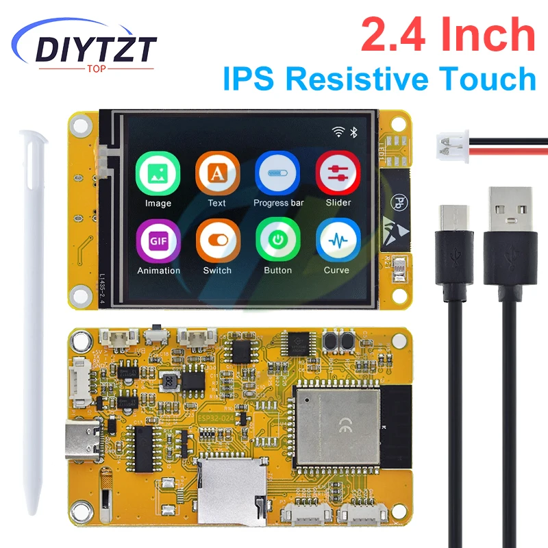 DIYTZT ESP32 LVGL WIFI&Bluetooth Development Board 2.4 inch LCD TFT Module 240*320 Smart Display Screen With Touch WROOM