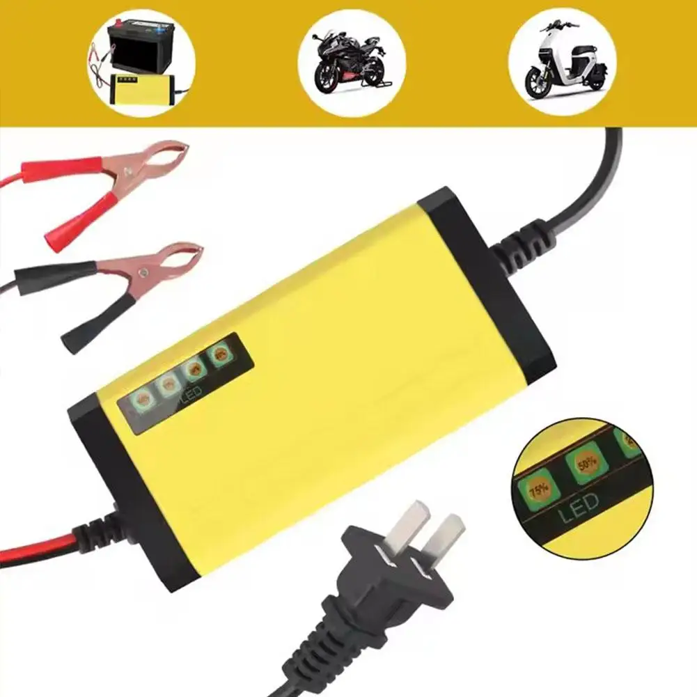 12V 2A Car Battery Charger Fast Charging Wet Dry-Lead LED Battery Truck Motorcycle Display Charger Acid Battery D5X3
