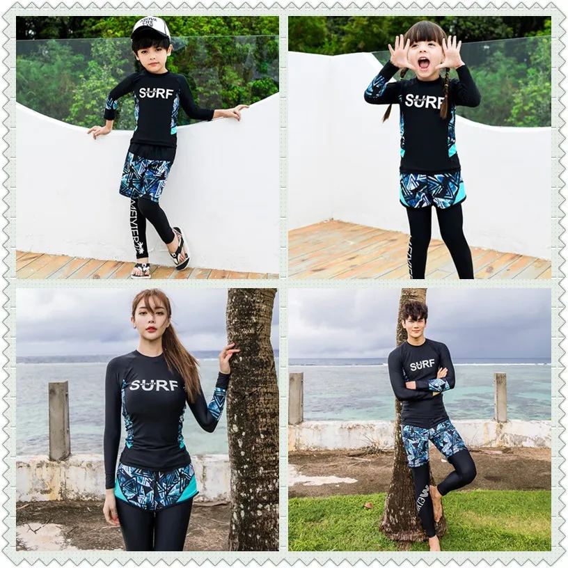 MEIYIER 2024 Korean Family Match Swimming Suit Long Sleeves Rash Ruard Men/Women Couple Doughter/Son Swimwear UV Surf Costume