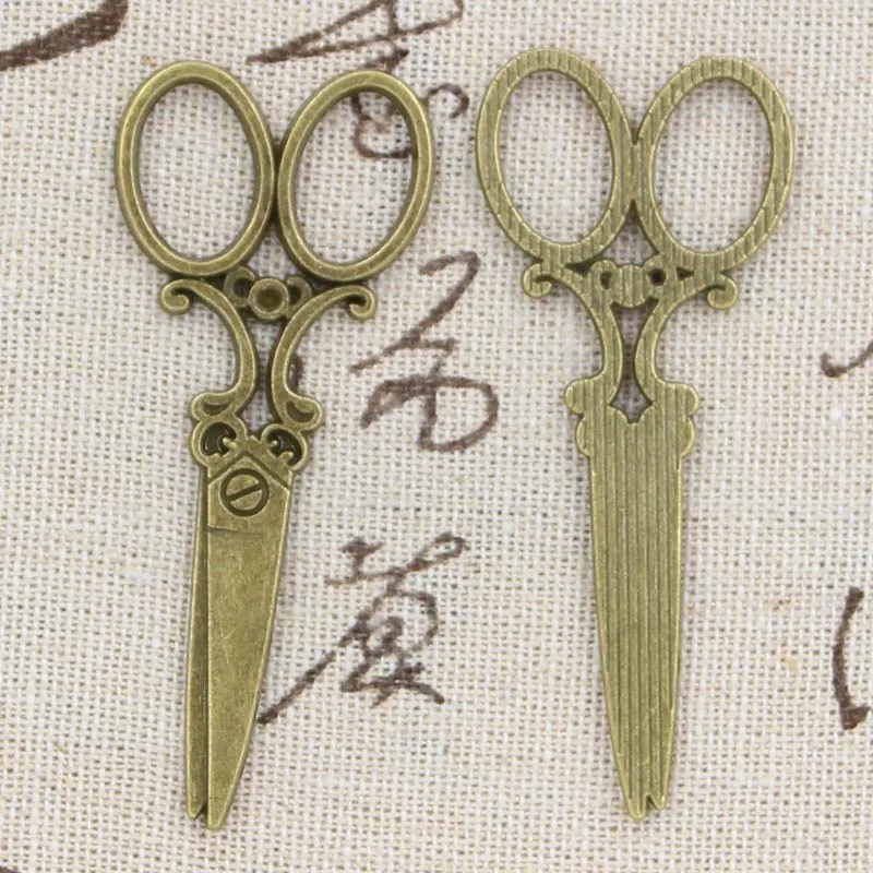 10pcs Charms Sewing Scissors 61x25mm Antique Bronze Silver Color Pendants Making DIY Handmade Tibetan Bronze Jewelry