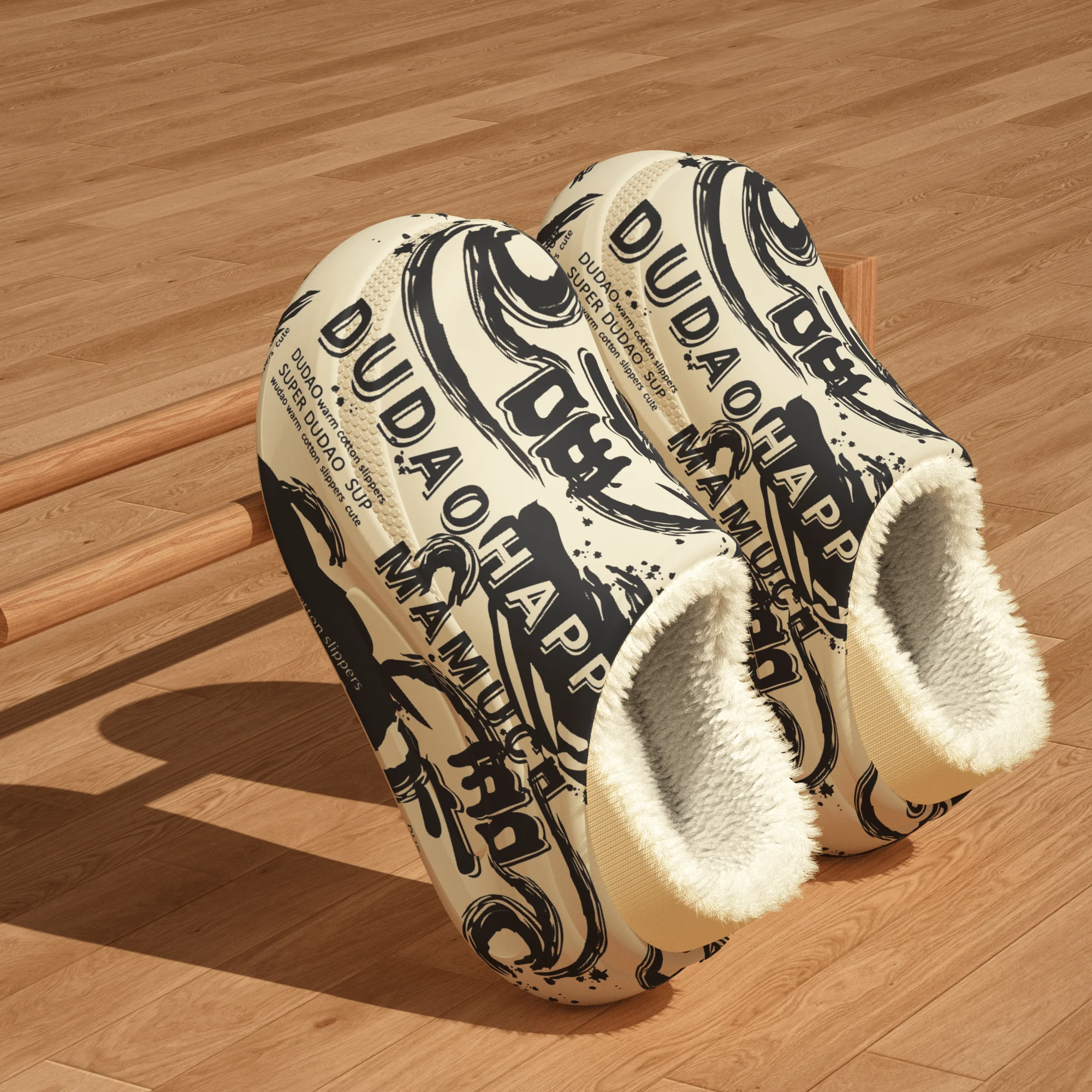 أحذية وشباشب جرافيتي عصرية للشتاء، شباشب منزلية دافئة ومضادة للانزلاق ونعل سميك، أزياء شخصية للرجال والنساء