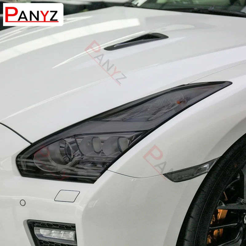 2 Pcs Car Headlight Protective Film Headlamp Vinyl Transparent Black TPU Sticker For Nissan GTR R35 Nismo 2009-2020