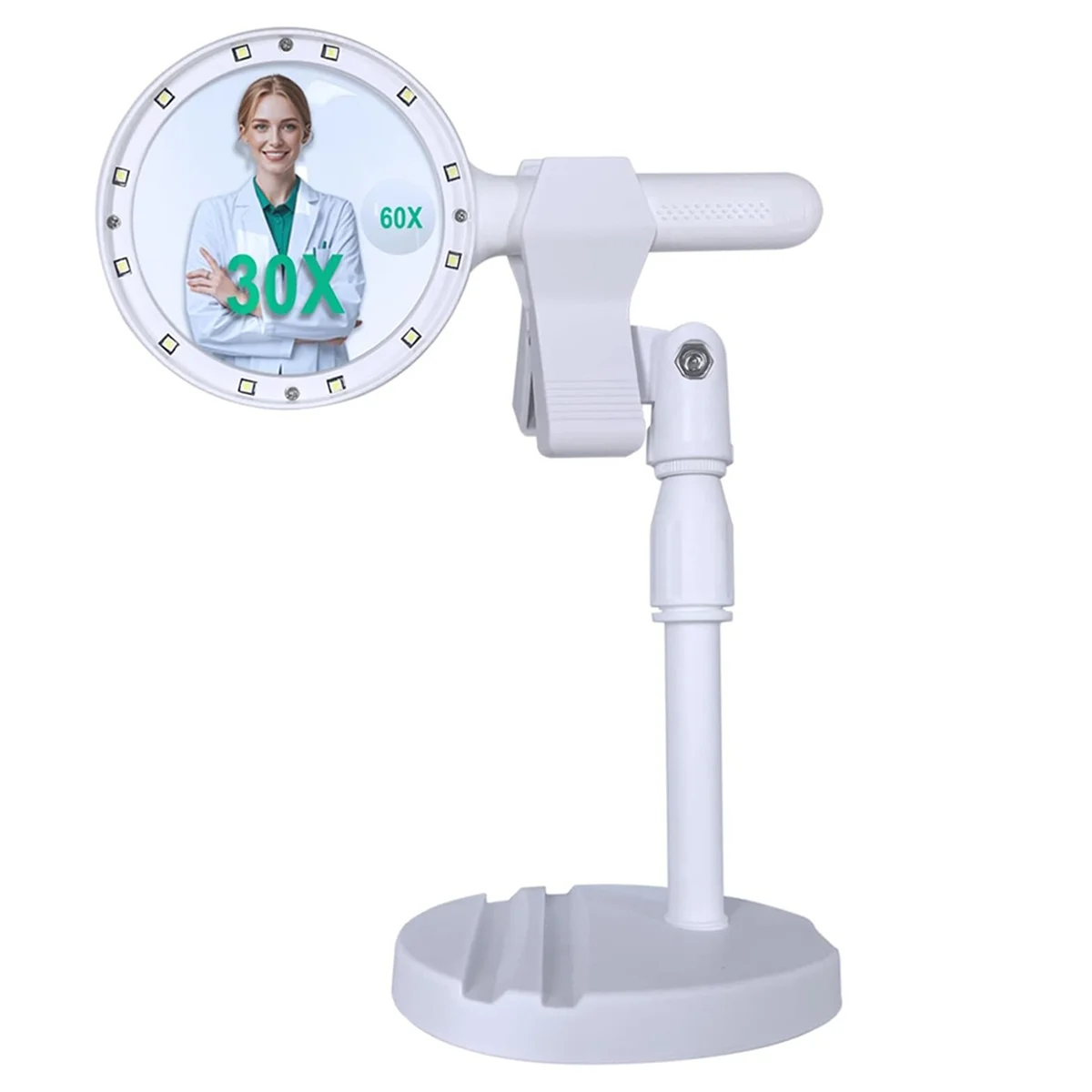 Magnifying Glass with Light,30 X 60 Times Rechargeable Large Lens,12 LED 3 Modes Lighting Magnifier for Elderly, Reading