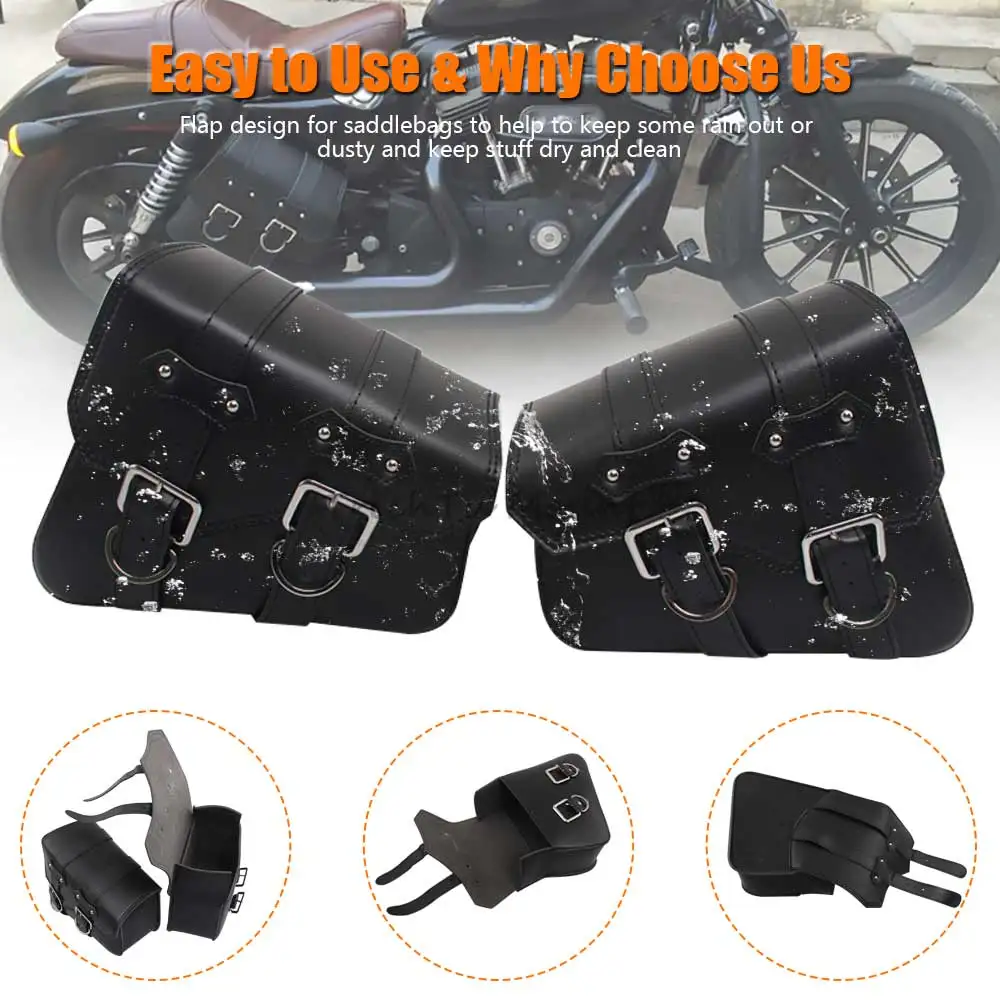 

1 Pcs Pu Leather Metal Buckle Left & Right Side Solo Saddle Bag FitS For Harley Davidson Sportster Xl883 Xl1200 Brand New Black