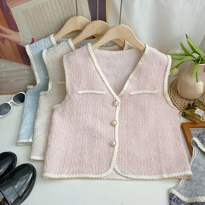 Cardigan en tweed monochrome pour femme, col en V, haut en fibre, manteau à boutonnage simple, émail élégant, été, nouveau, automne, 2023