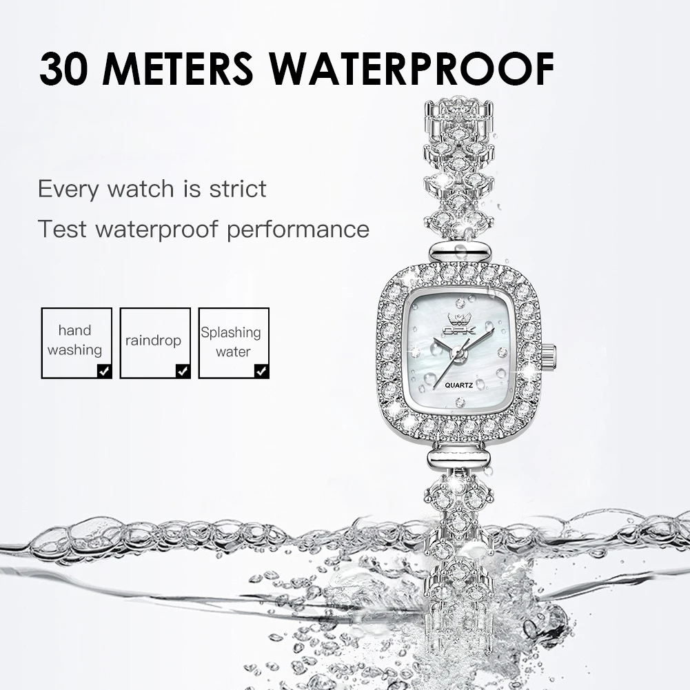 OPK 6058 New Women Watch Luxury Diamond Square Quartz Movement Stainless Steel Watch Original Diamond Fashion Dress Women Watch