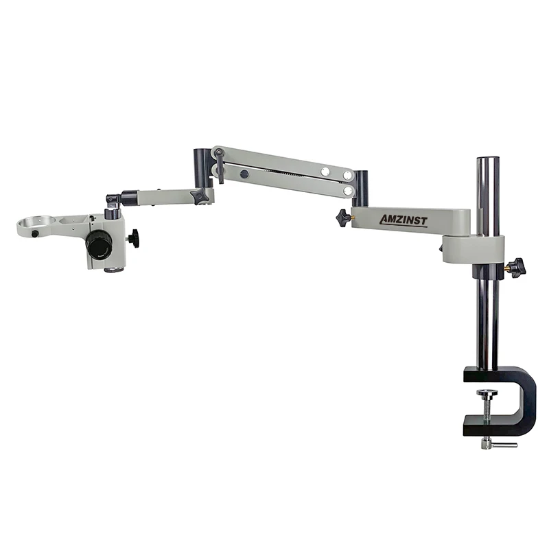Adjustable T-P14 Articulating Arm Stand with C-Clamp and 76mm Focus Mount for Stereo Microscopes Body
