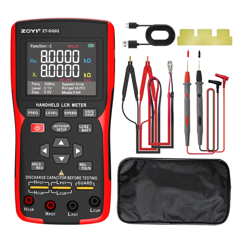 ZOYI ZTDQ02 Hoge Precisie LCR Brugmeter 100Hz-100kHz ESR Tester Condensator Spoel Weerstand Batterij Interne Weerstand Mu