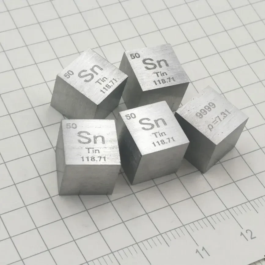 Tin Metal Sn Density Cube 99.99% Pure 10x10x10mm cube