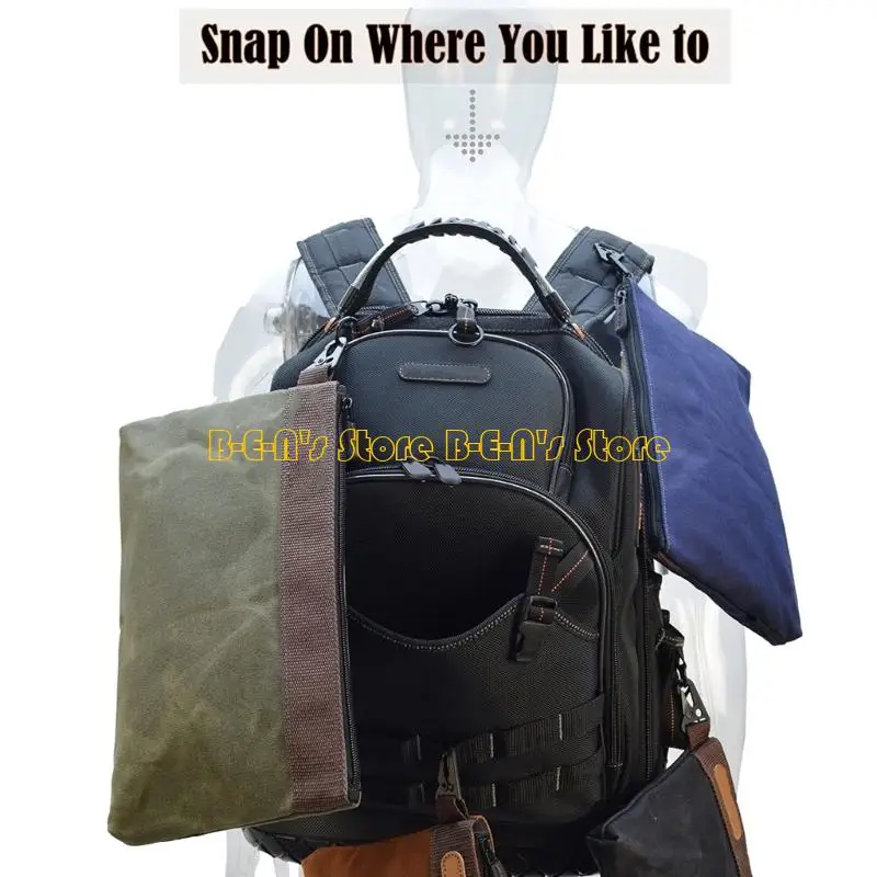 Y1AD Heavy Duty Industrial Grade Waxed Canvas Tool Bag Tear Resistant Professional Large 12x1x8 Inch Capacity Stands Upright