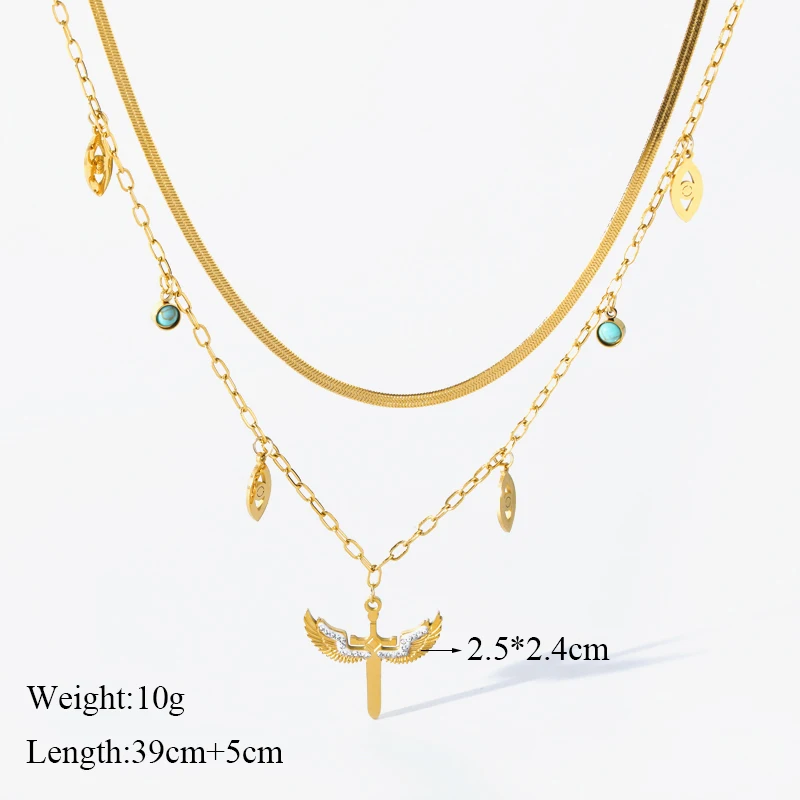 EILIECK 316L Edelstahl Phoenix-Blumen-Kreuz Geometrische Halskette Ohrringe für Damen Modisches Wasserdichtes Schmuckset Hochzeit – Detail 24