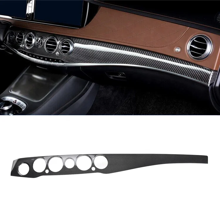 For Mercedes Interiors S class W222 S65 Interior Accessories Real Dry Carbon Fiber Dashboard Cover Trim Add on 2014-2020