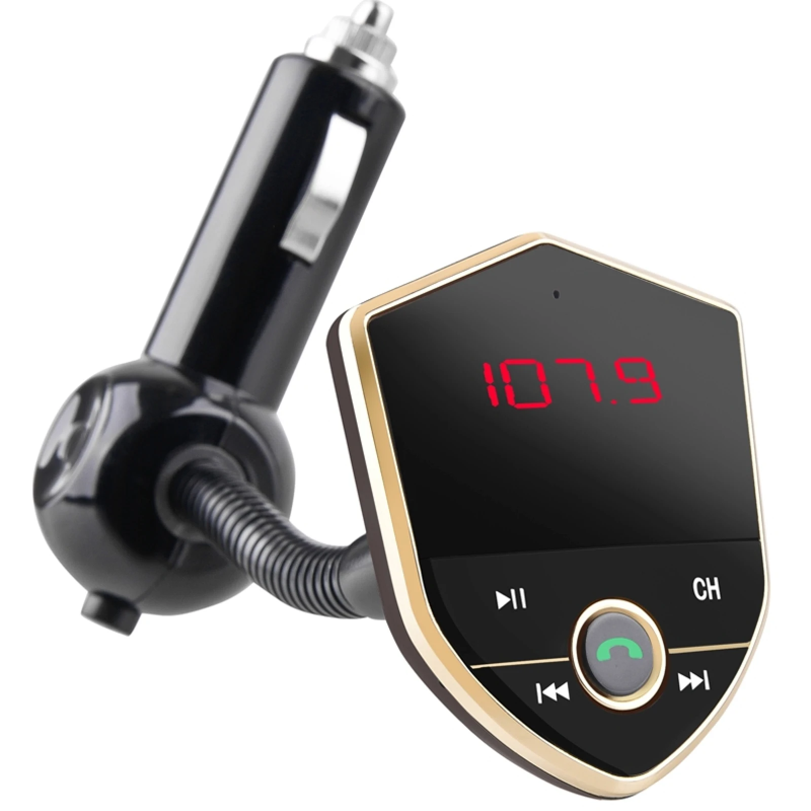 

Bluetooth FM Transmitter Wireless In-Car Radio Adapter Music Player Hands-Free Calling Car Kit, Dual USB Charger, Support