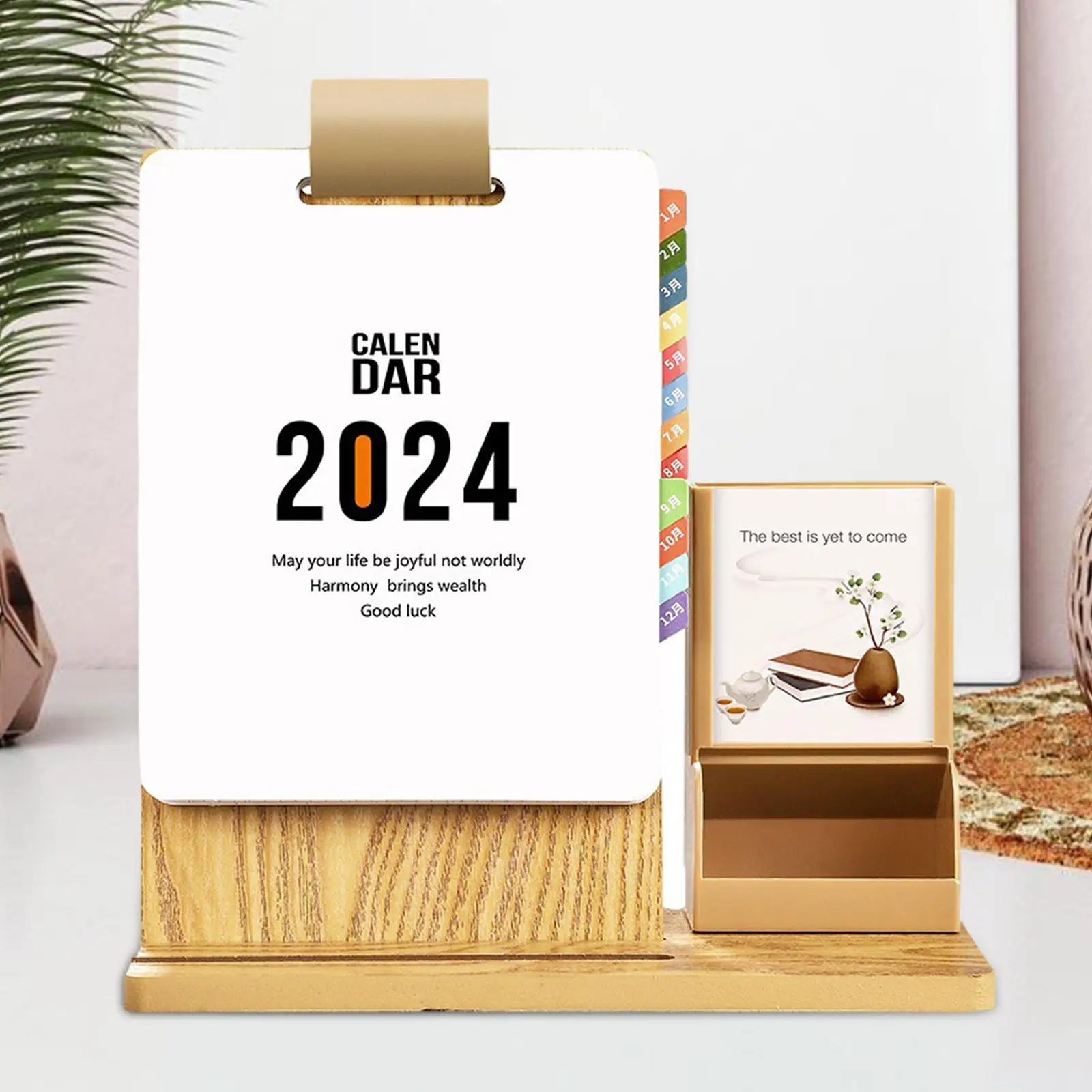 2024 Desk Calendar. Desktop Decoration Calendar .with Pencil Holder. 12 Monthly Personal Daily Planner Calendar for Dormitory