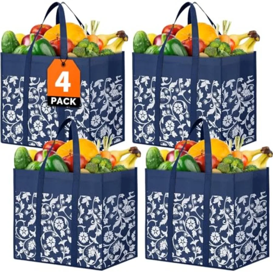

Многоразовые складные сумки-шопперы оптом с усиленными ручками для продуктов, сверхпрочные кухонные сумки для покупок