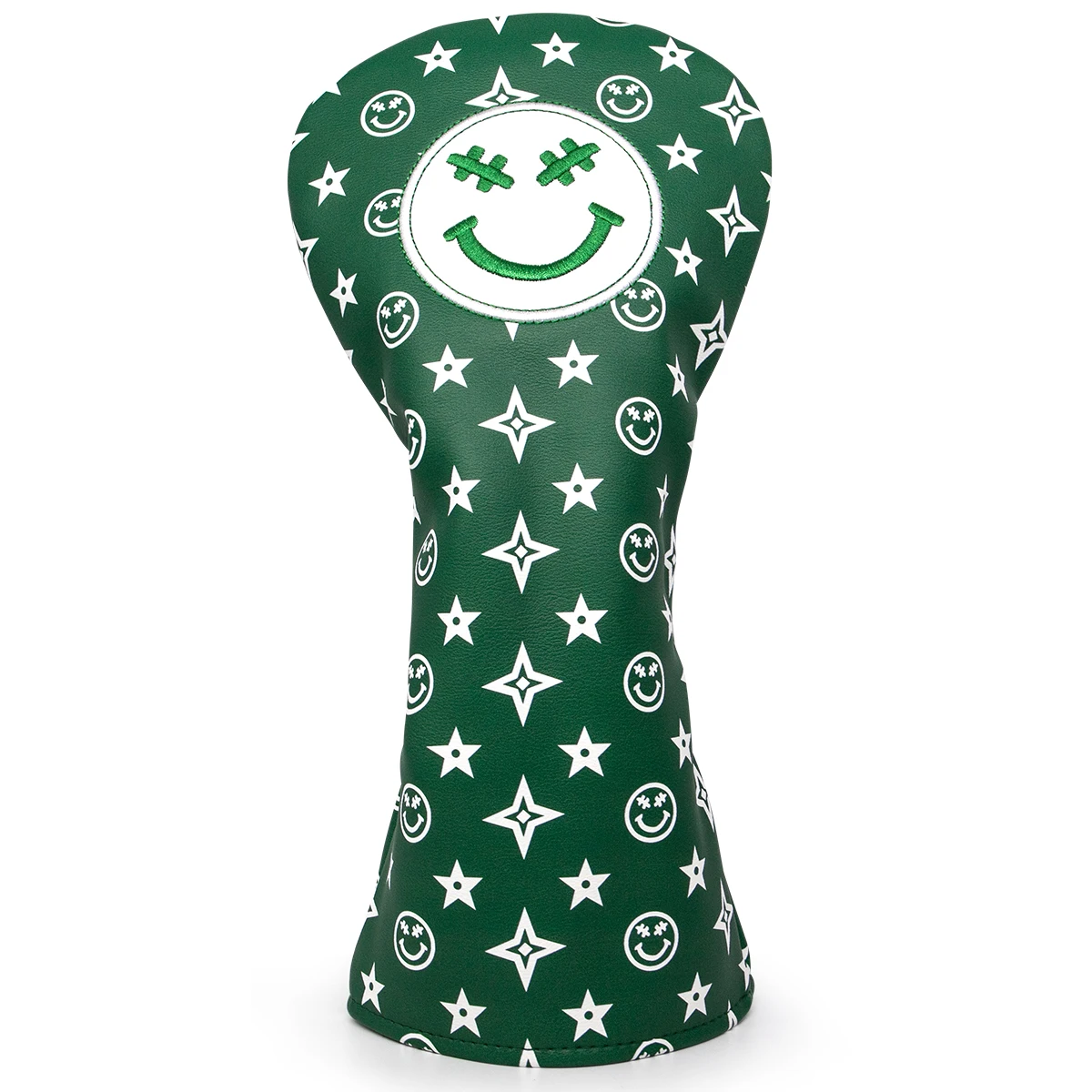 Wholesale Golf Club Headcovers Green Lucky Smile Premium Leather Head Covers Set Golf Club Headcovers for Driver Fairway Hybrid