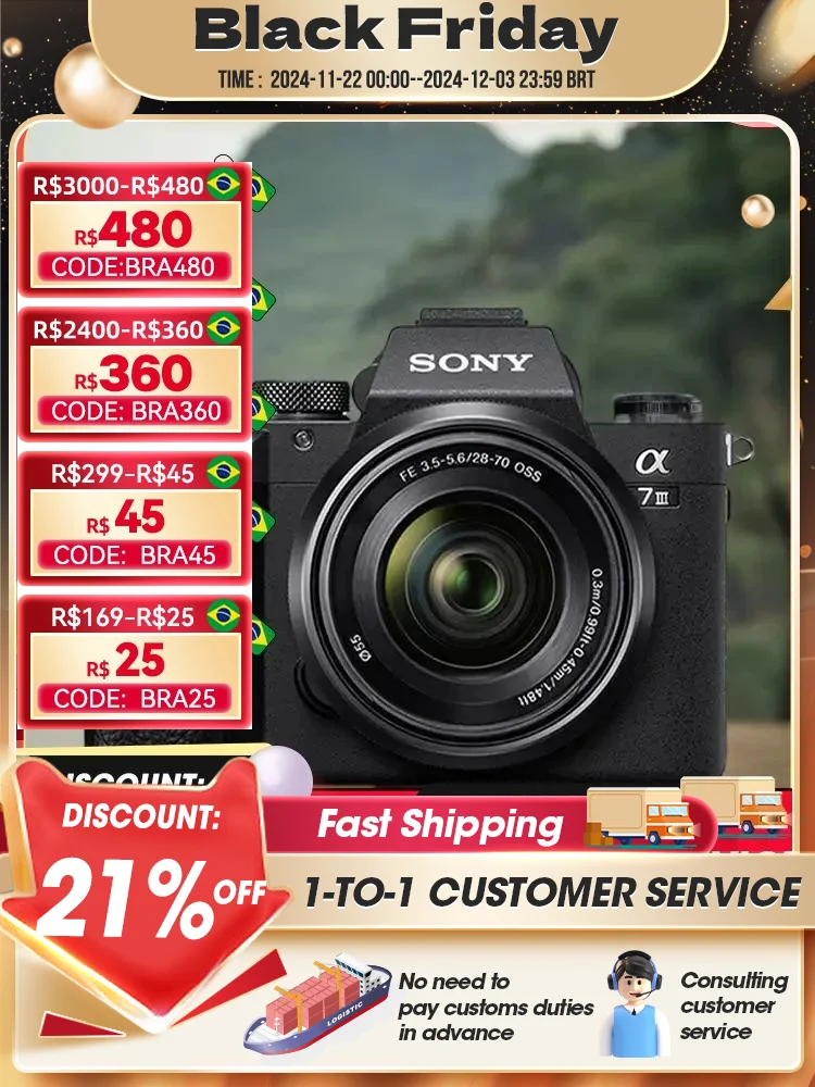 Sony Alpha A7 III Full Frame Mirrorless Compact Digital Camera Professional Photographer Photography 4K Video 24.20MP A7III A7M3