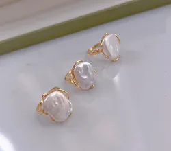 Hot Sell 100% Natural Baroque Freshwater Pearl 14K Gold Filled Female Ring Original Jewelry For Women Gifts No Fade