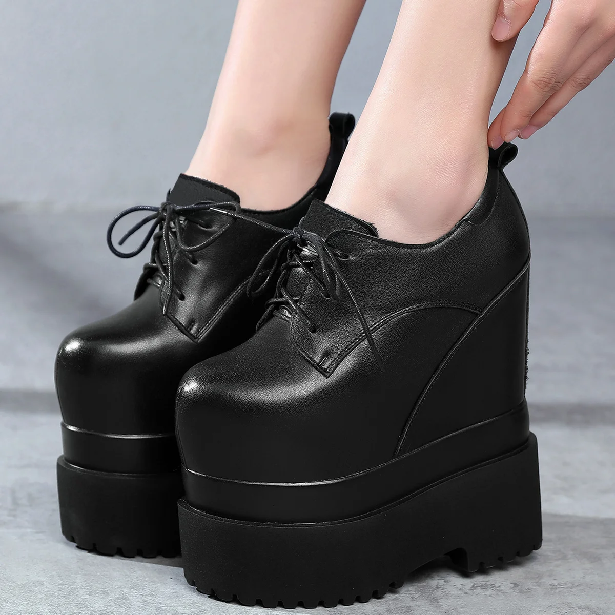 

Platform Pumps Plus Size 40 Shoes Women Large Size 41 Black White Genuine Leather Wedges High Heel Chunky Sneakers Size 33 Shoes