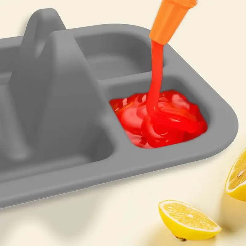 Taco Serving Tray with 3 Slots Silicone Reusable Non-Slip Food Dish with 2 Condiment Compartments for Adults Kids