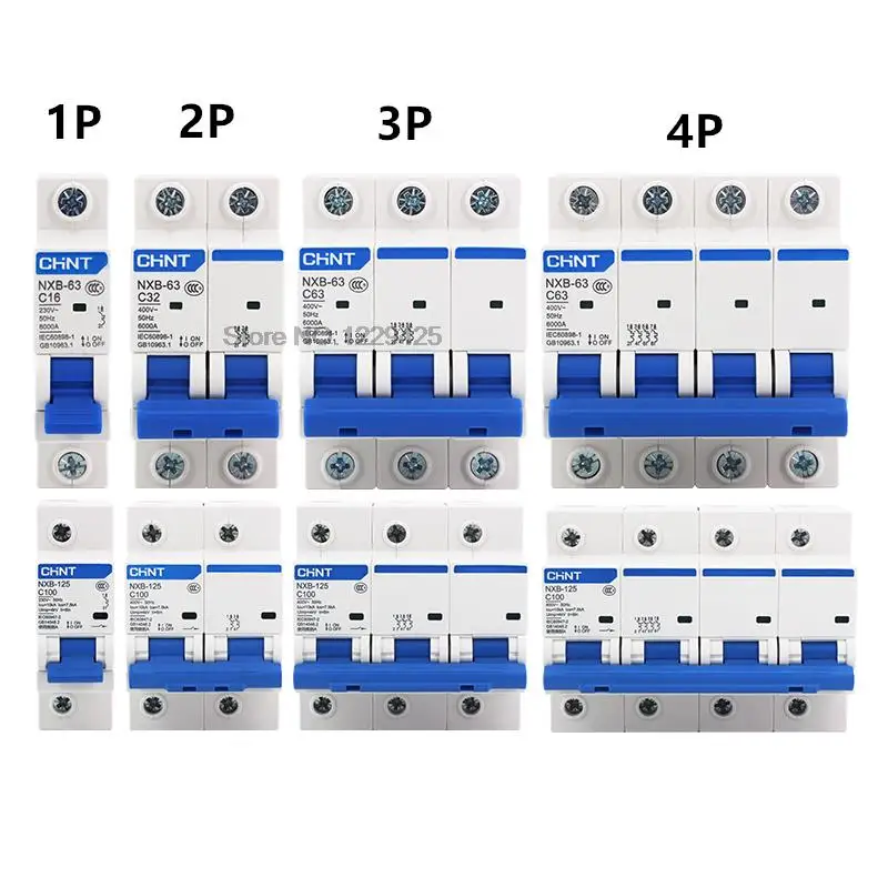 CHNT NXB-63 Small Circuit Breaker DZ47 Air Switch 1P 2P 3P 4P 1A~125A C type Household safety switch CHINT