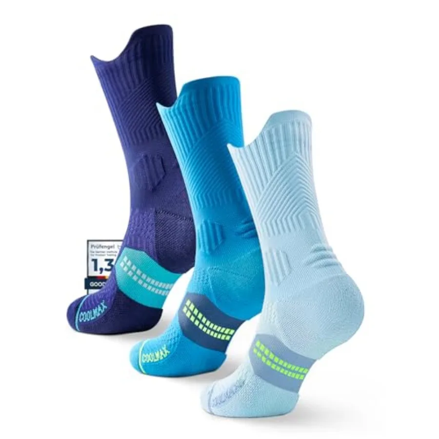 

Compression Crew Running Socks, Summer Coolmax Bamboo Viscose Moisture-Wicking Anti-Blister Cushioned Hiking