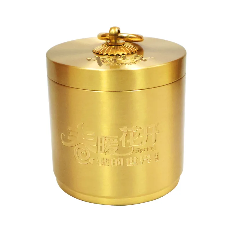 Brass Lid Car Ashtray for Home Living Room Office Anti-Fly Ash Car Interior Ornament Men's Gift Decoration