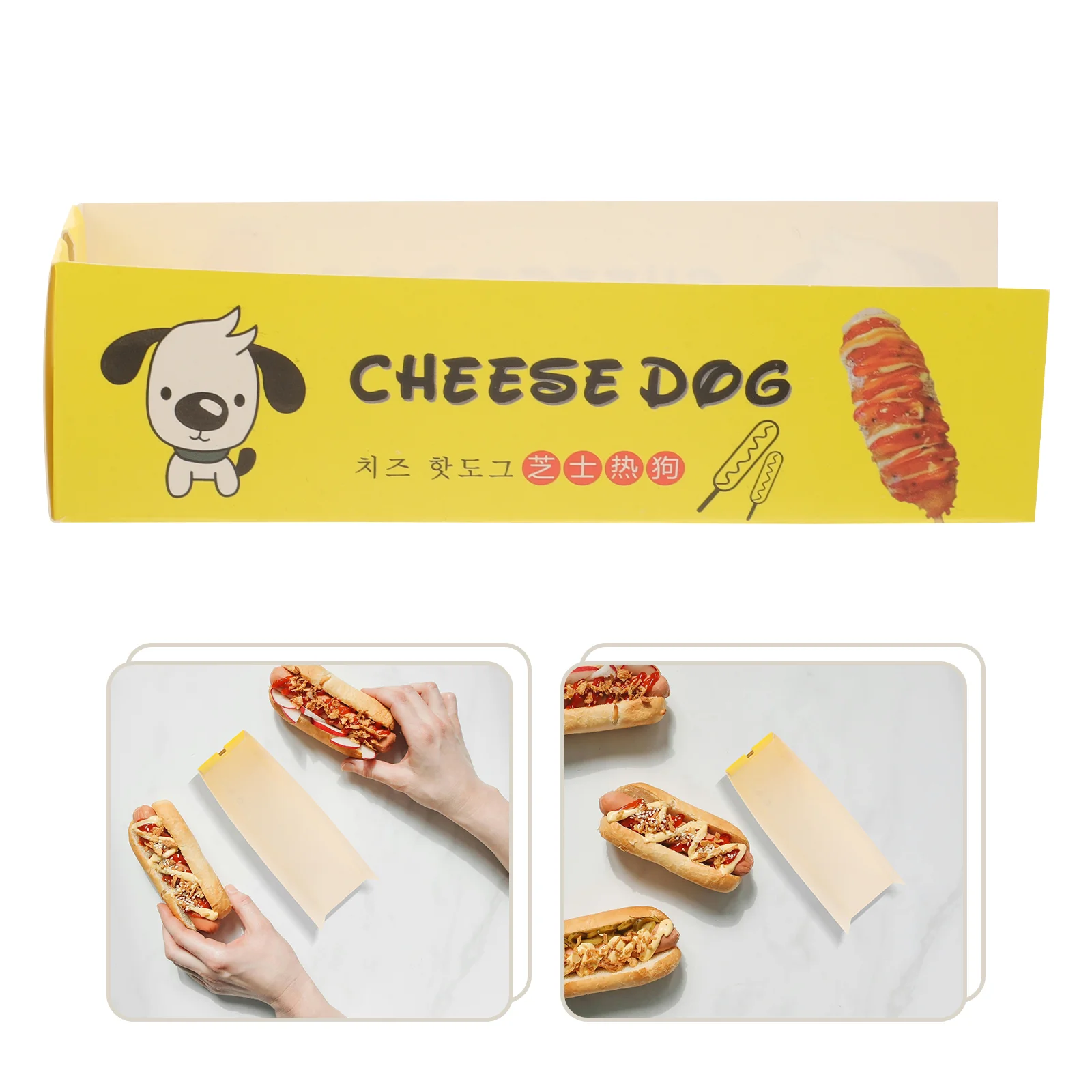 100 Pcs Hot Dog Box Containers Cardboard Trays Ship Wrappers White Boxes for Dogs Food Packaging