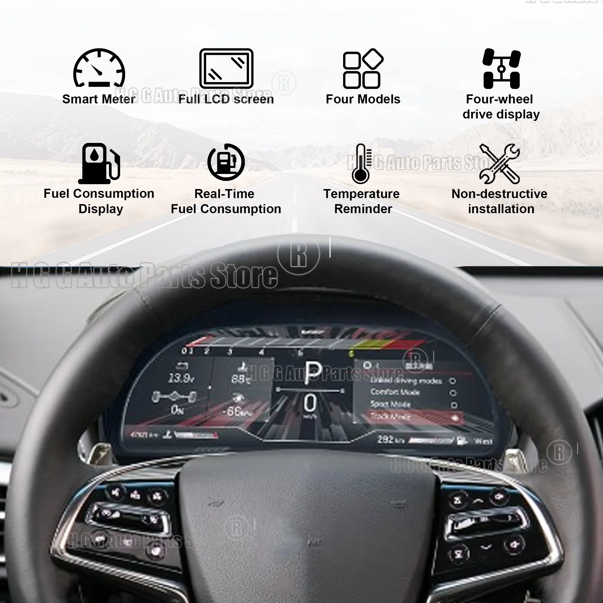 مجموعة أدوات رقمية للسيارة لكاديلاك ATS ATS-L 2014-2017 عداد السرعة اللاسلكي CarPlay لوحة القيادة مقياس قمرة القيادة الافتراضي #3