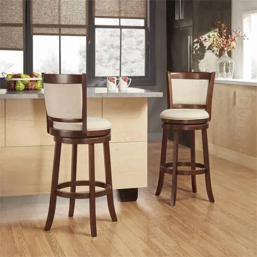Modern Contemporary Oak Wood Bar Stools Counter Height Swivel For Kitchen Island Restaurant Commercial