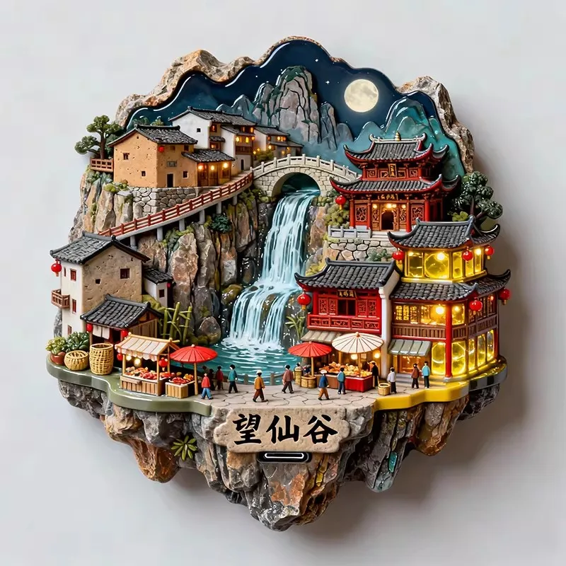China Travel Souvenirs Laojunshan Fridge Magnets Xi An Chognqing Beijing Hefei Sanya Wangxiangu Guangzhou Wuhan Fridge Stickers