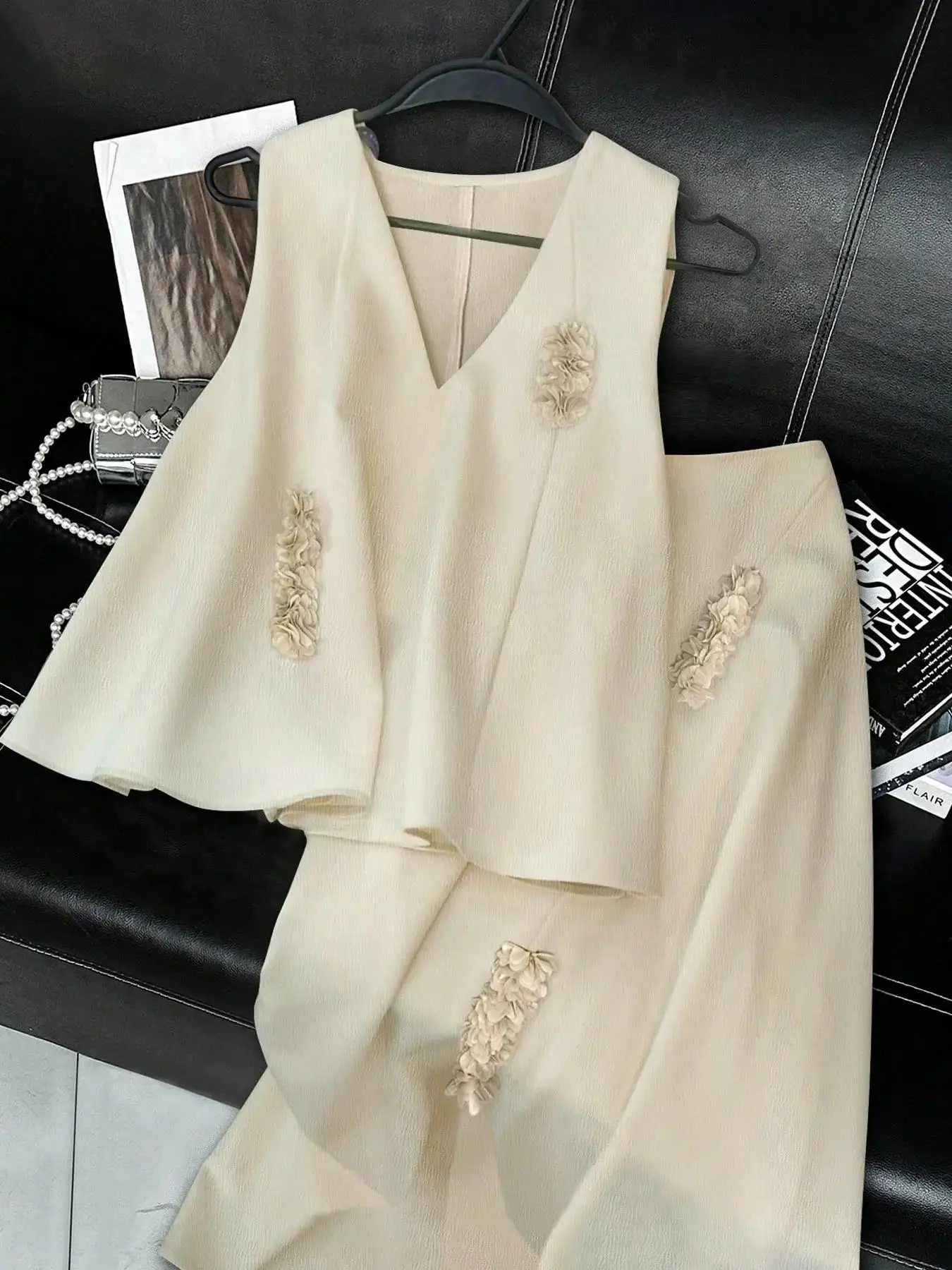 

Plus size women's suit and western dress elegant skirt suit summer casual versatile heiress style v-neck