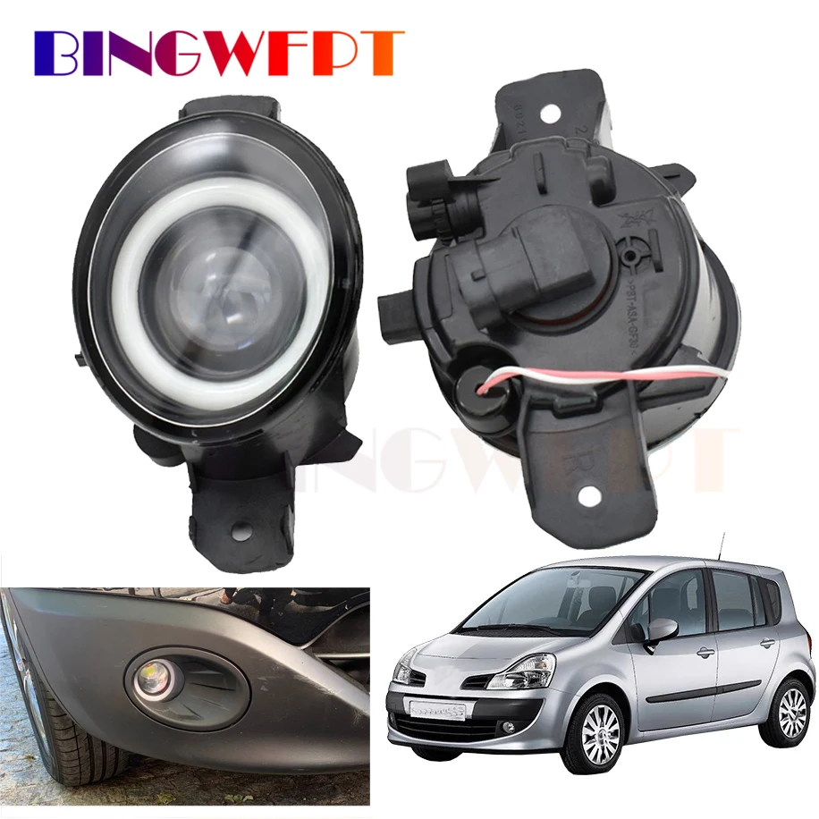 

Противотуманные фары Angel Eye в сборе для Renault Modus Grand Modus 2004-2013, противотуманные фары для переднего бампера автомобиля, кольцевые гало, дневные ходовые огни
