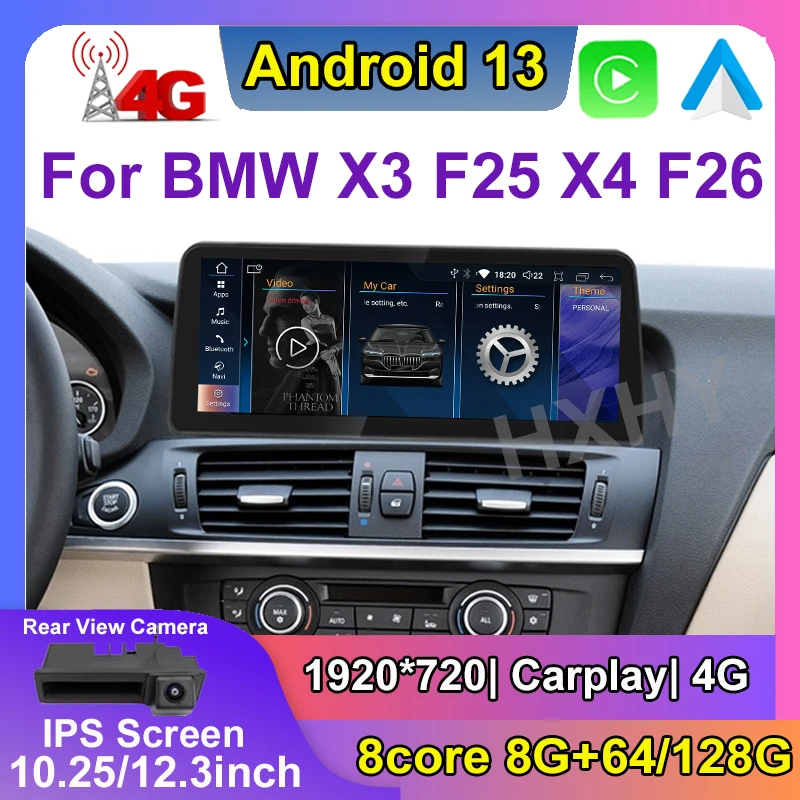 12.3inch Android 13 Car DVD Player System Multimedia Radio GPS Navi Audio Carplay For BMW X3 F25 X4 F26 CIC  NBT EVO