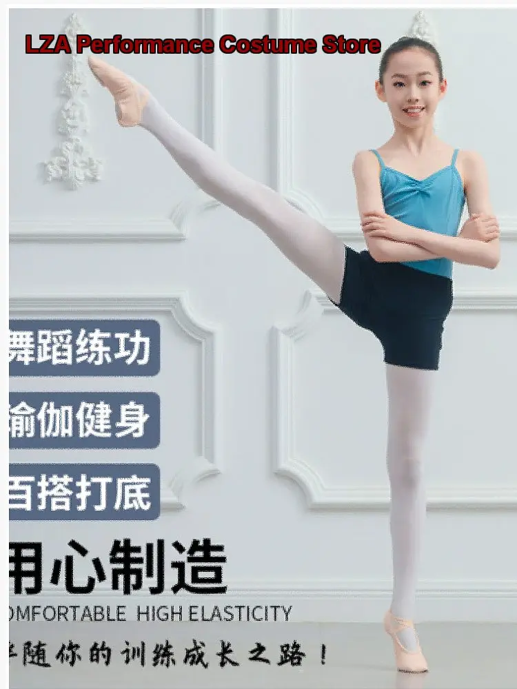 children's-girls-dance-shorts-autumn-cotton-black-cropped-pants-long-bottoms-gymnastics-practice-kids